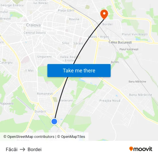 Făcăi to Bordei map