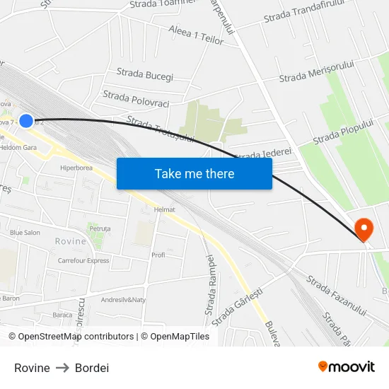 Rovine to Bordei map
