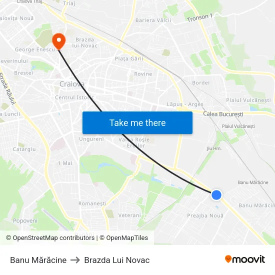 Banu Mărăcine to Brazda Lui Novac map