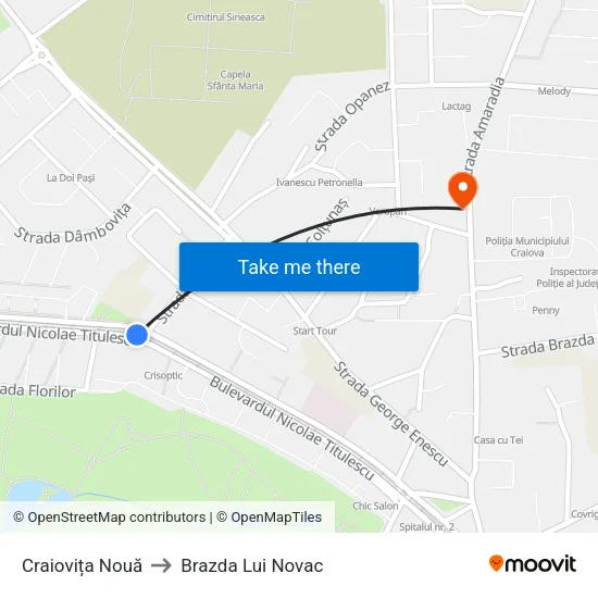 Craiovița Nouă to Brazda Lui Novac map