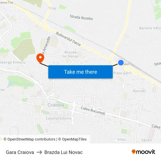 Gara Craiova to Brazda Lui Novac map