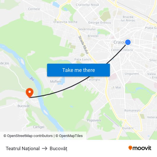 Teatrul Naţional to Bucovăț map