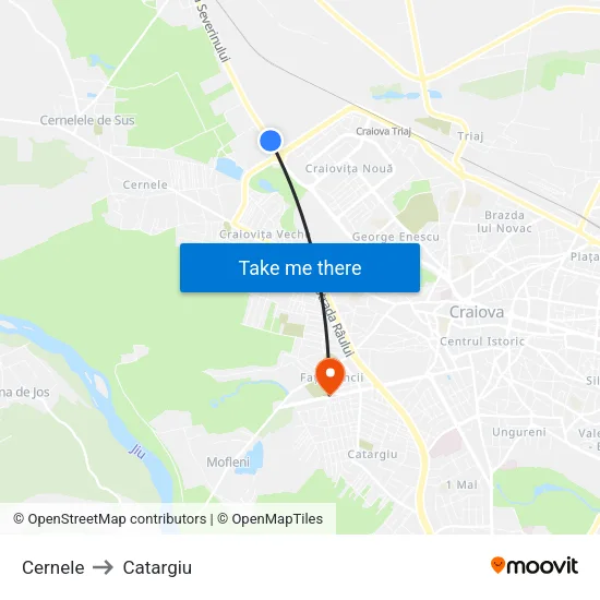 Cernele to Catargiu map
