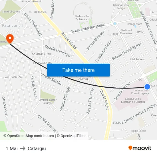 1 Mai to Catargiu map