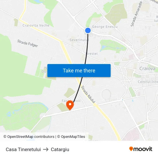 Casa Tineretului to Catargiu map