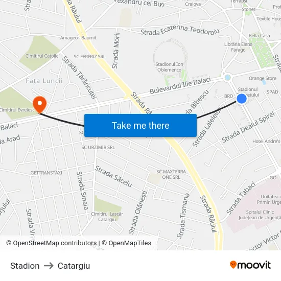 Stadion to Catargiu map