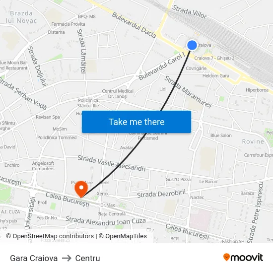 Gara Craiova to Centru map