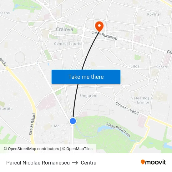 Parcul Nicolae Romanescu to Centru map
