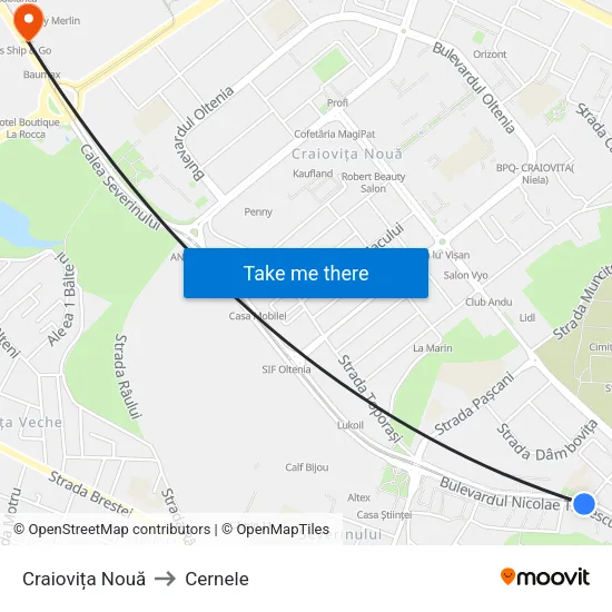 Craiovița Nouă to Cernele map