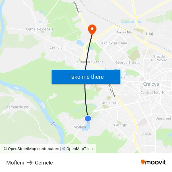 Mofleni to Cernele map