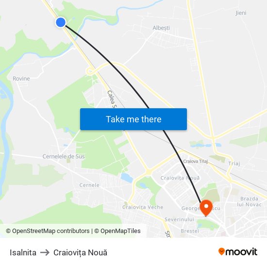Isalnita to Craiovița Nouă map