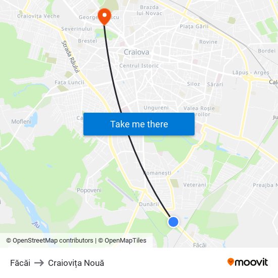 Făcăi to Craiovița Nouă map