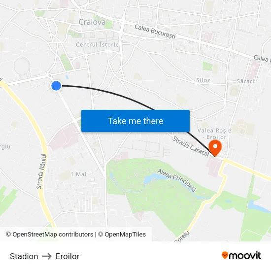 Stadion to Eroilor map