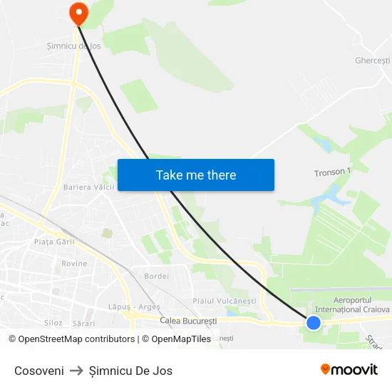 Cosoveni to Șimnicu De Jos map