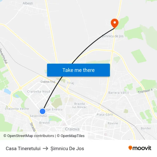 Casa Tineretului to Șimnicu De Jos map