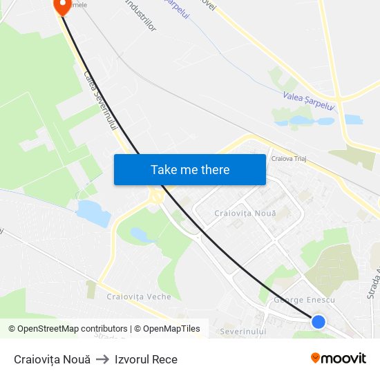 Craiovița Nouă to Izvorul Rece map