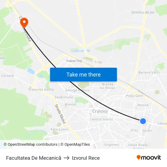 Facultatea De Mecanică to Izvorul Rece map