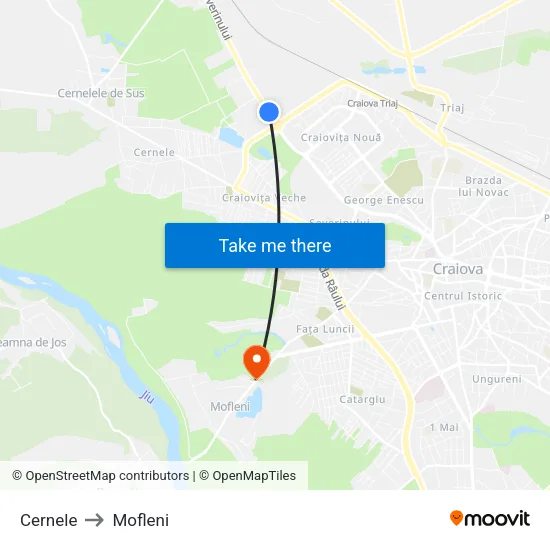 Cernele to Mofleni map