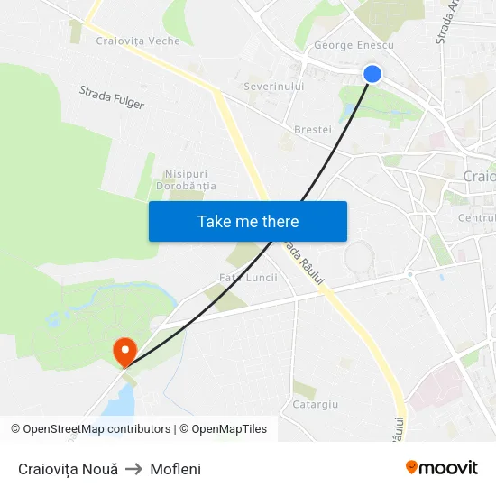 Craiovița Nouă to Mofleni map
