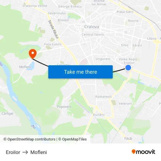 Eroilor to Mofleni map