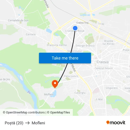 Poștă (20) to Mofleni map