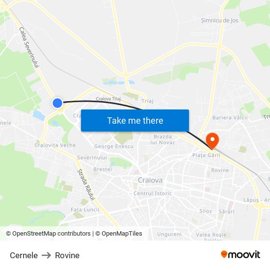 Cernele to Rovine map