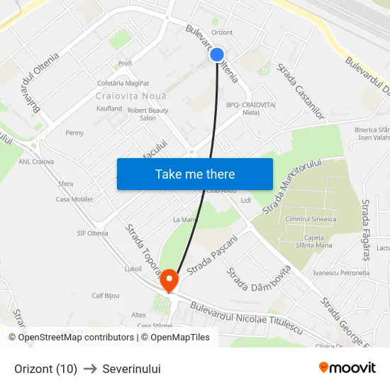 Orizont (10) to Severinului map