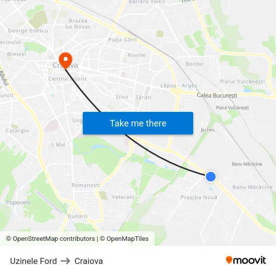 Uzinele Ford to Craiova map