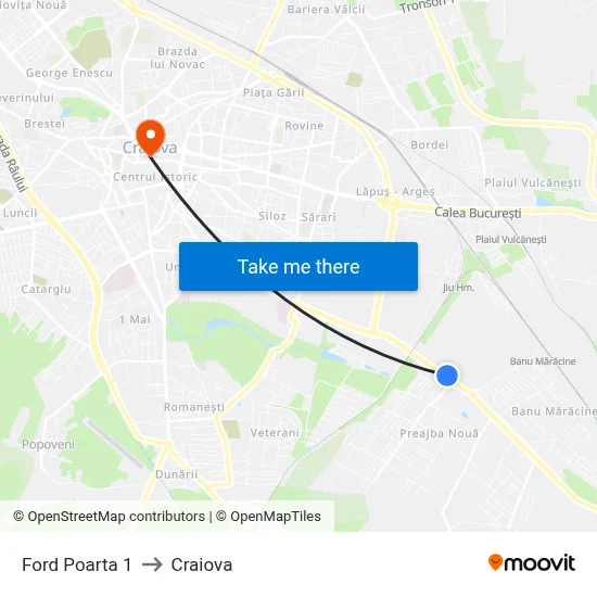 Ford Poarta 1 to Craiova map