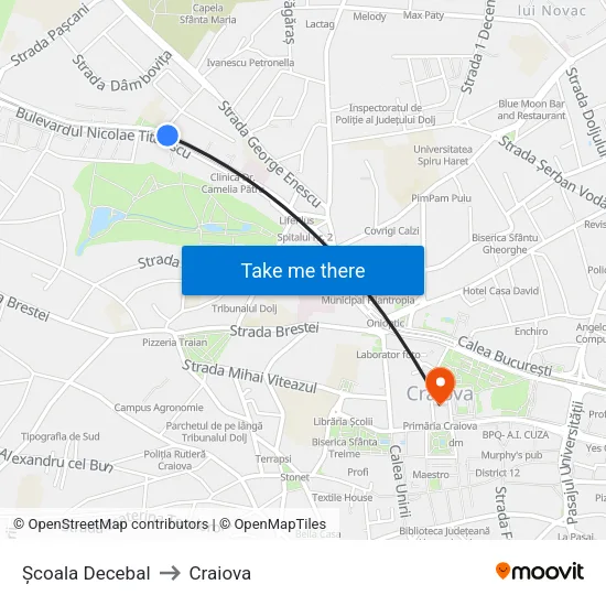 Școala Decebal to Craiova map