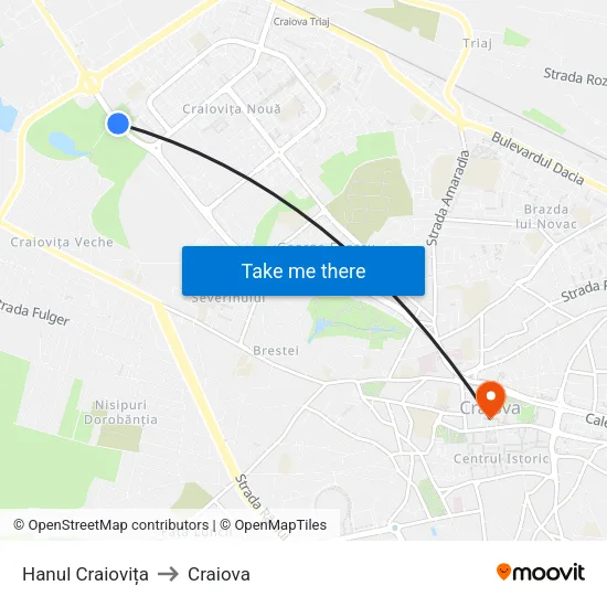 Hanul Craiovița to Craiova map