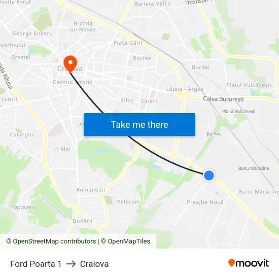 Ford Poarta 1 to Craiova map