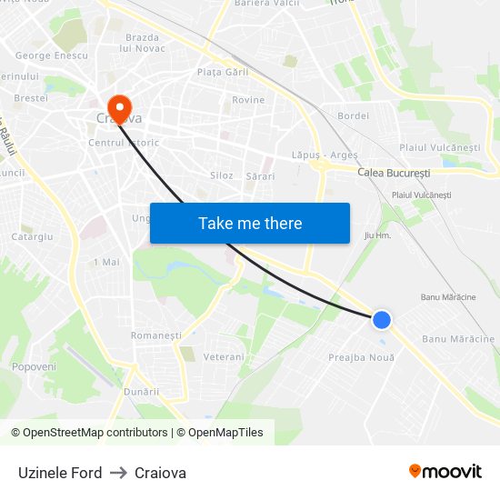 Uzinele Ford to Craiova map