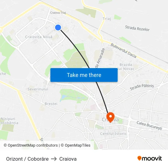 Orizont / Coborâre to Craiova map