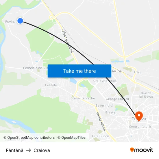 Fântână to Craiova map
