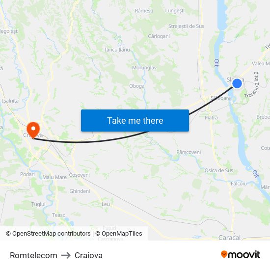 Romtelecom to Craiova map