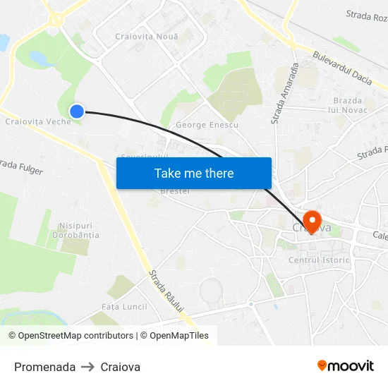 Promenada to Craiova map