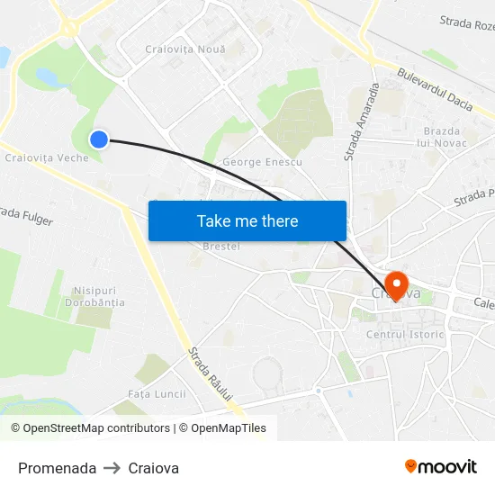 Promenada to Craiova map
