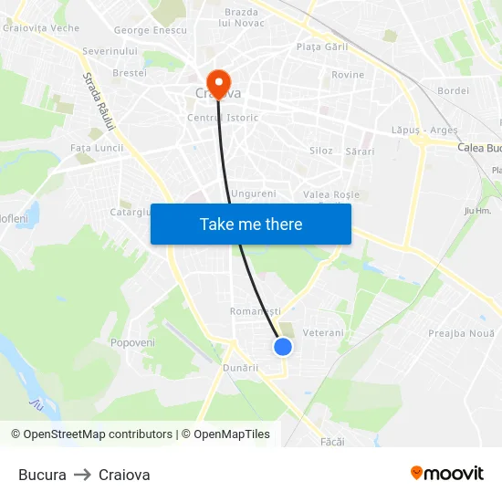 Bucura to Craiova map