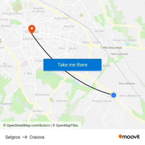 Selgros to Craiova map