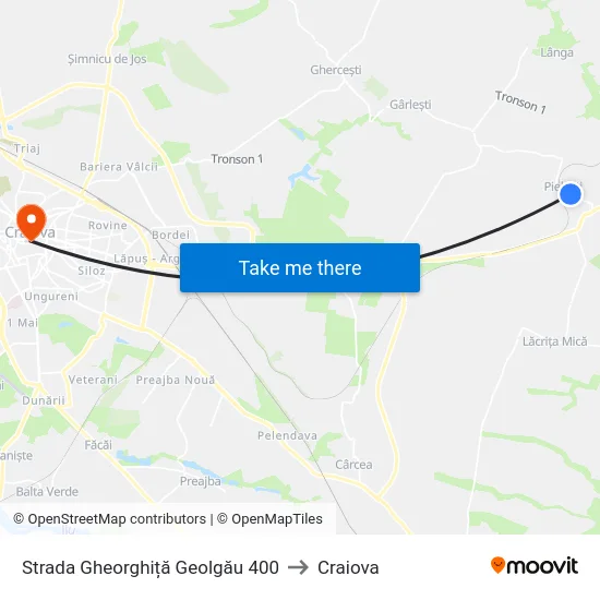 Strada Gheorghiță Geolgău 400 to Craiova map