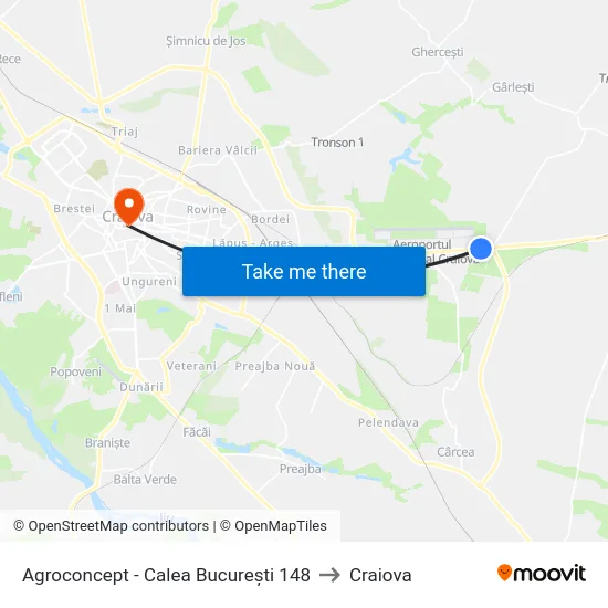 Agroconcept - Calea București 148 to Craiova map