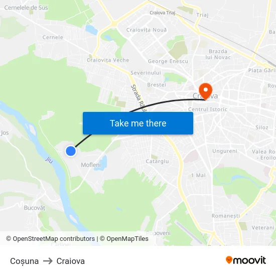 Coșuna to Craiova map