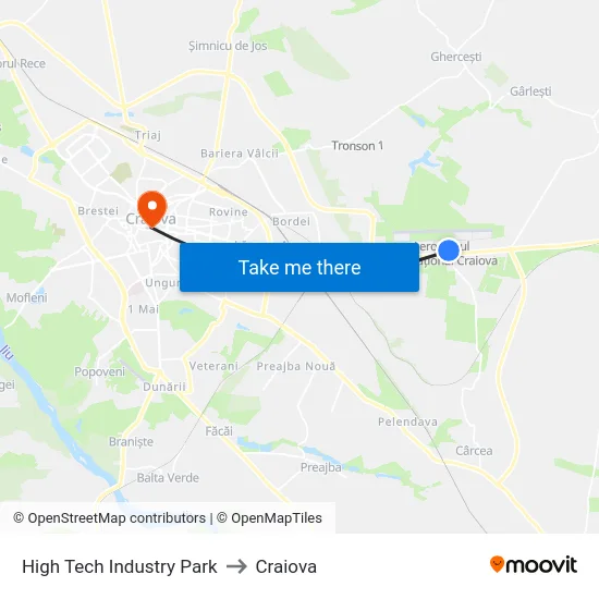 High Tech Industry Park to Craiova map