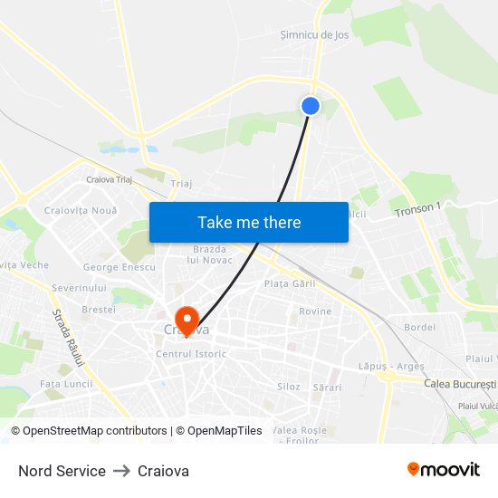 Nord Service to Craiova map