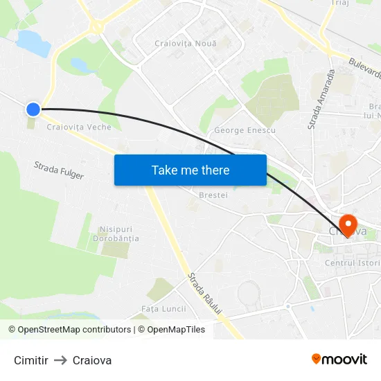 Cimitir to Craiova map