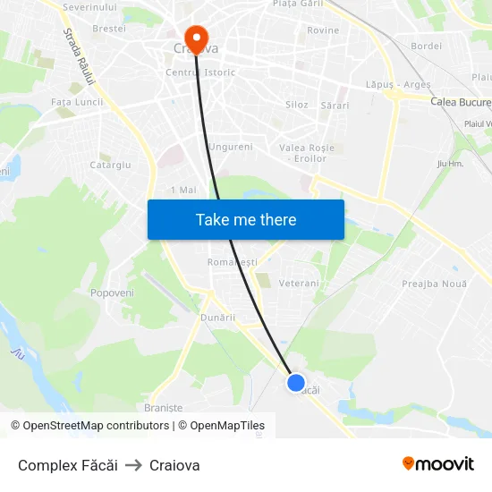 Complex Făcăi to Craiova map