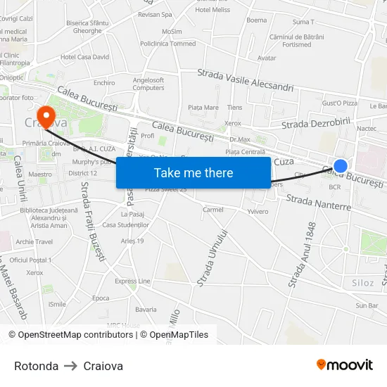 Rotonda to Craiova map