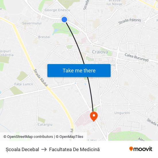 Școala Decebal to Facultatea De Medicină map