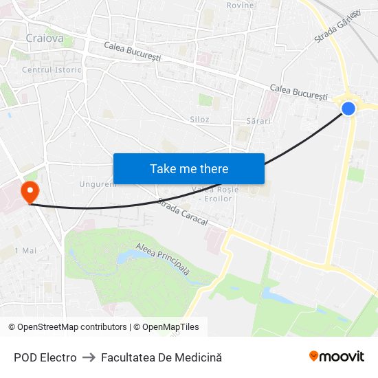 POD Electro to Facultatea De Medicină map